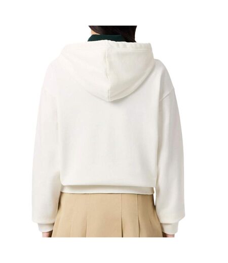 Sweat à capuche blanc femme lacoste polaire surdimensionné