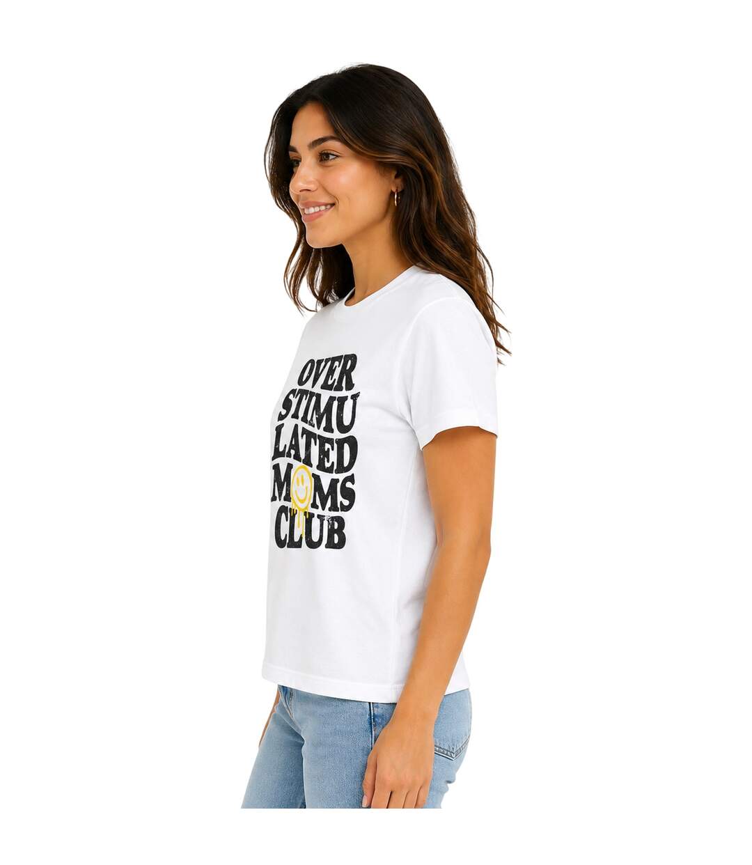 T-shirt Overstimulated Moms Club Femme Blanc AWD-4