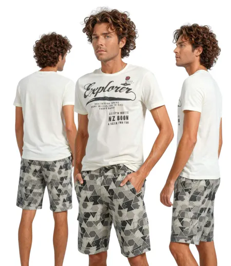 Bermuda homme imprimé motifs abstrait coupe droite -  Style, confort et praticité