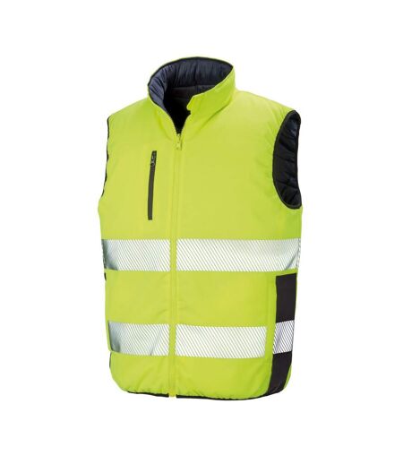 Mens reversible soft padded gilet fluorescent yellow/navy SAFE-GUARD by Result