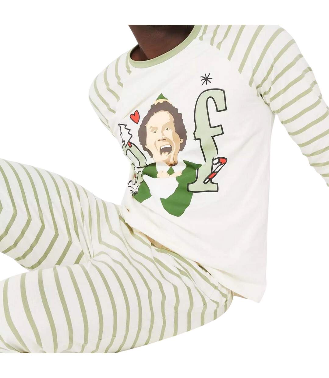 Ensemble De Pyjama Long Manches Longues Motif/style Rayé Homme Blanc Vert Elf-4