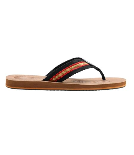 Mens malham faux leather flip flops caramel Weird Fish