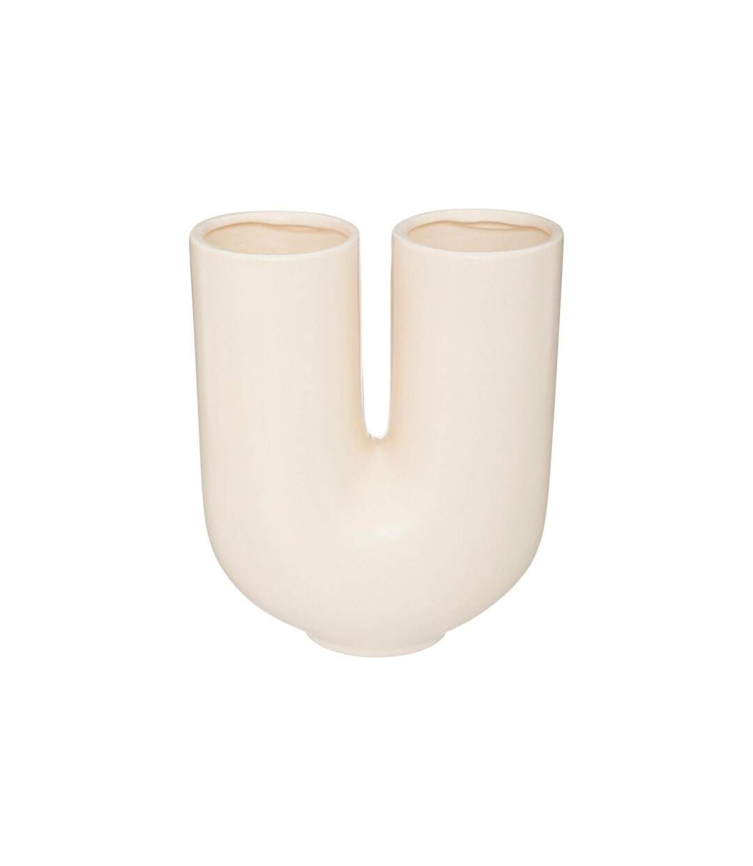 Vase Design en Céramique Rivi 25cm Blanc Chaud-2