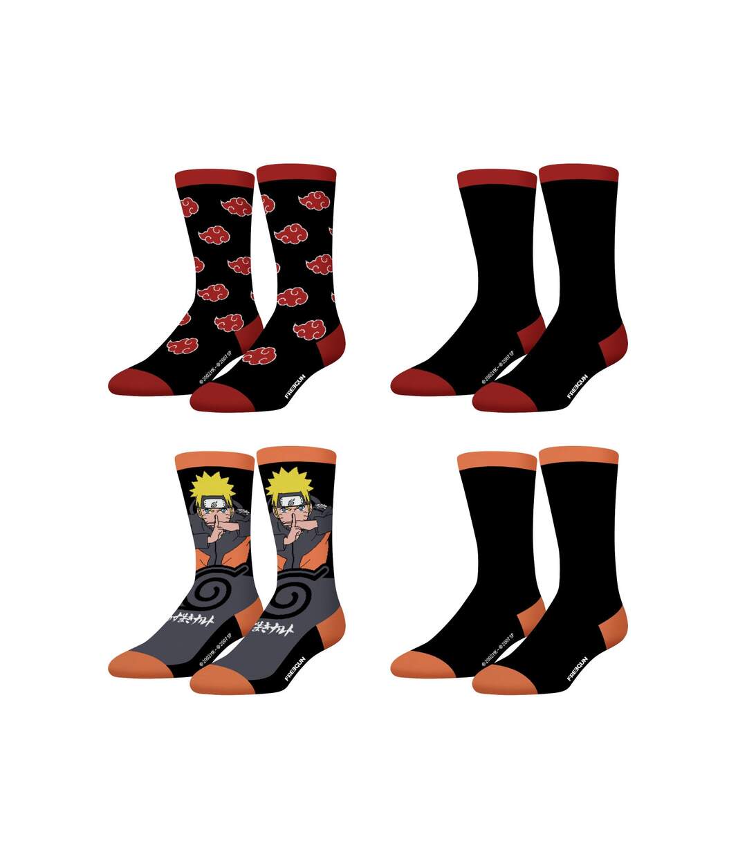 Lot de 4 paires de chaussettes homme Naruto Shippuden Freegun