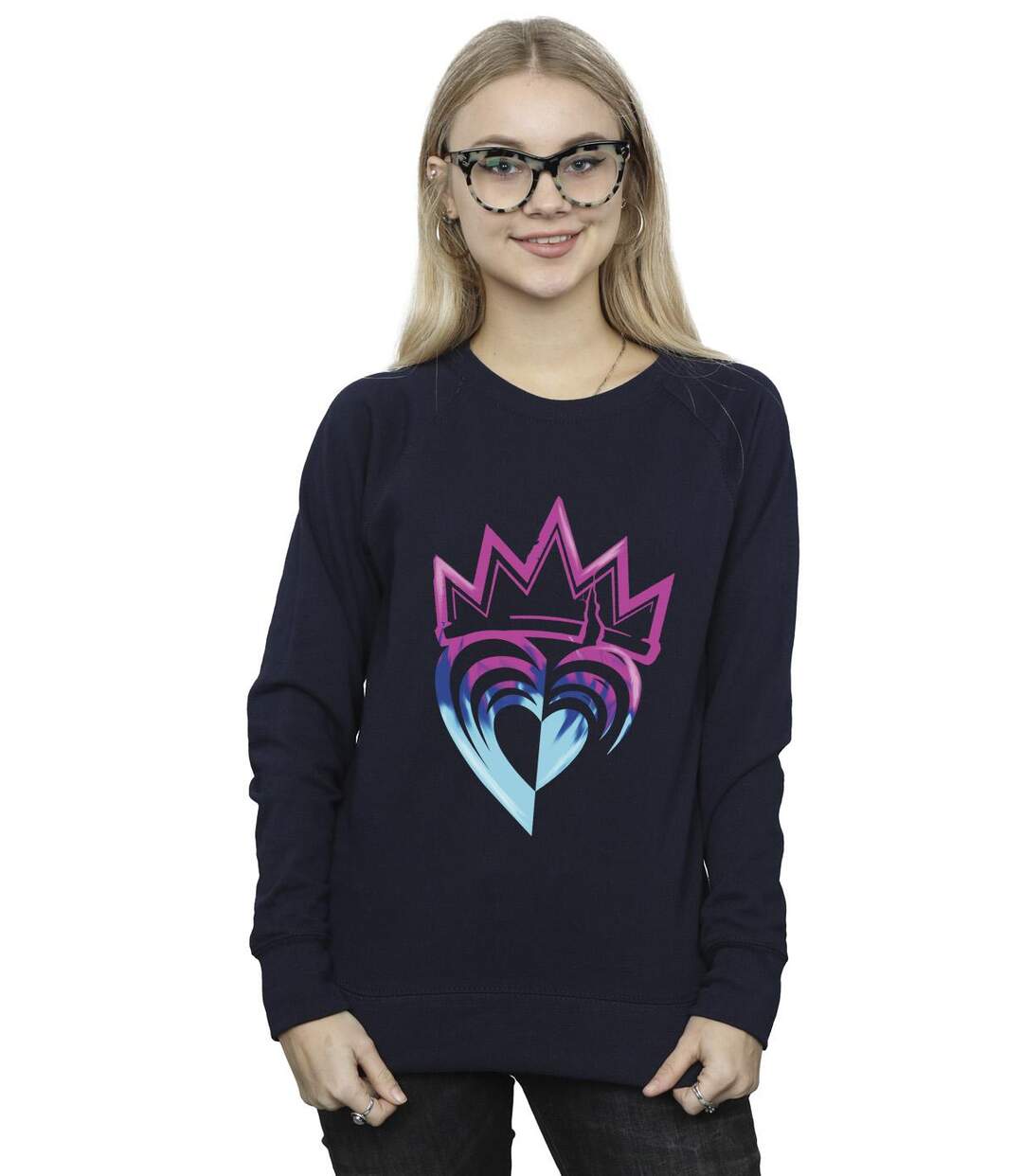Disney - Sweat DESCENDANTS PINK CROWN - Femme (Bleu marine) - UTBI15550-2