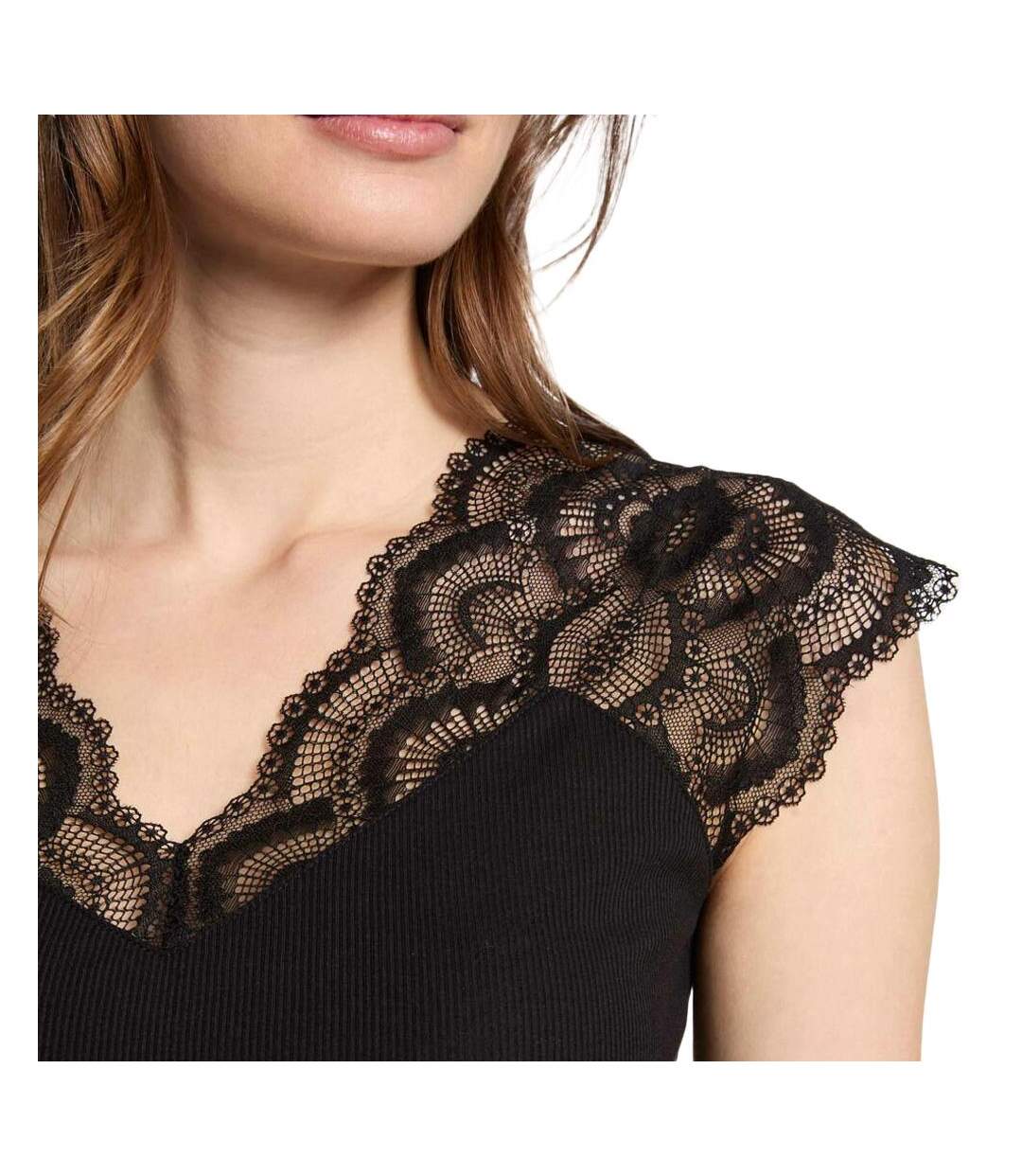 T-Shirt noir femme morgan dentelle - l-3