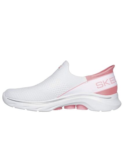 Womens/ladies go walk 7 mia trainers white/pink Skechers