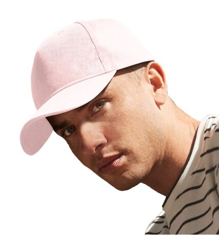 Unisex adult 6 panel organic cotton baseball cap powder pink Beechfield