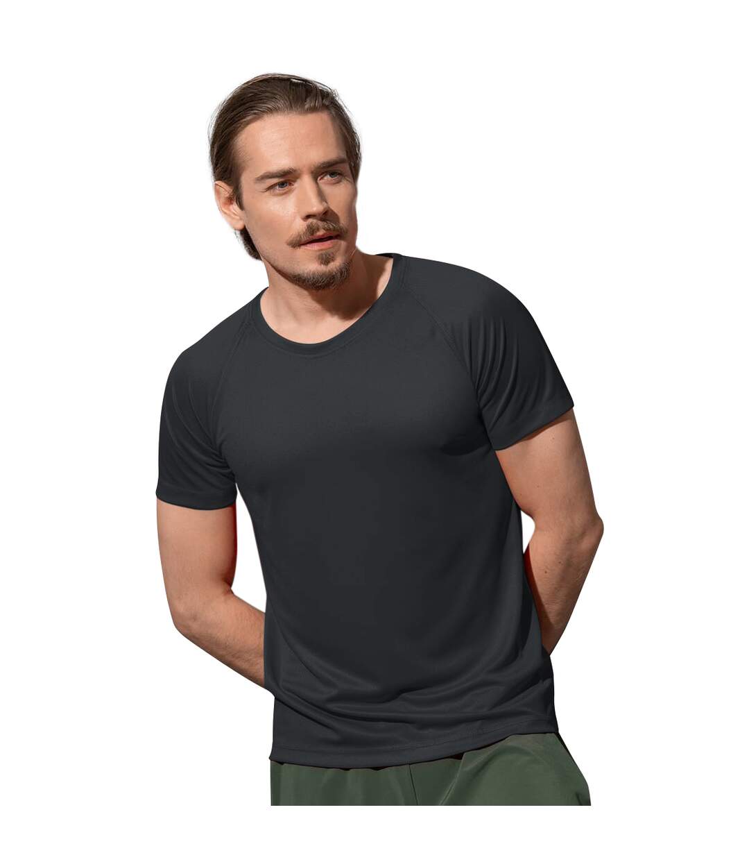 Stedman Mens Active Raglan Mesh T-Shirt (Black Opal)