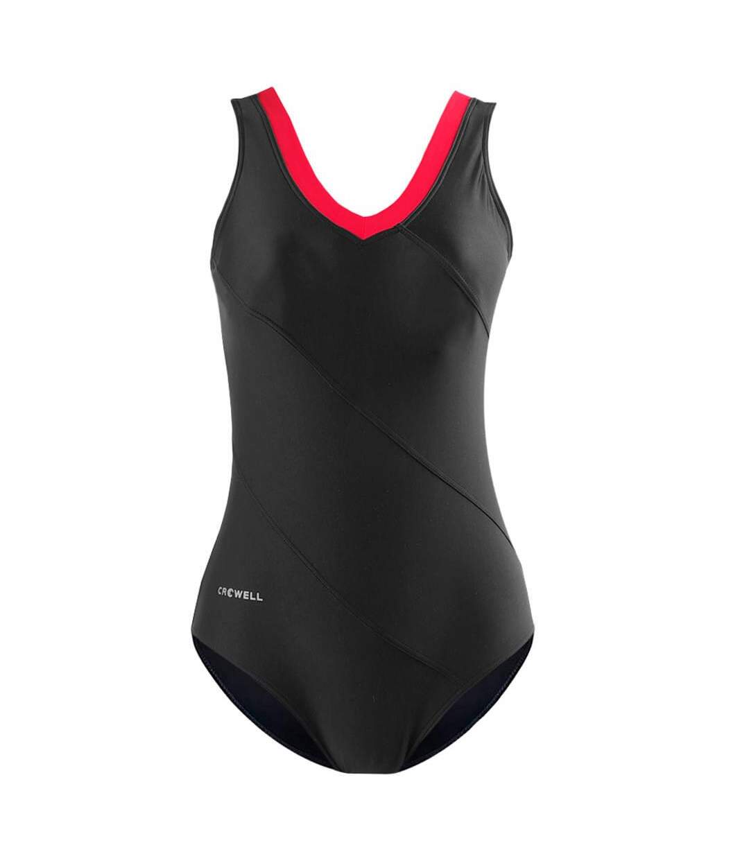 Maillot De Bain 1 Pièce Angie Femme Noir Rouge Crowell-1