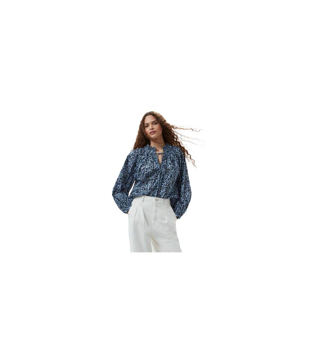 Blouse Motif/style Floral Femme Bleu Marine Rose French Connection-1