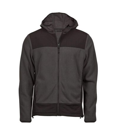 Mens Mountain Hooded Fleece Jacket Asphalt Black Tee Jays