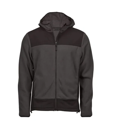 Mens Mountain Hooded Fleece Jacket Asphalt Black Tee Jays