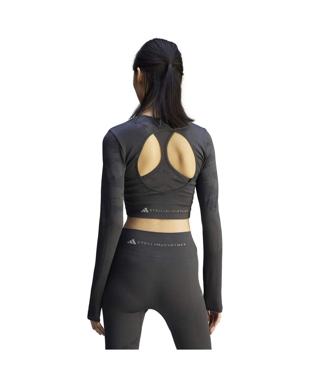 Womens/ladies Stella Mccartney Long-sleeved Yoga Crop Top Carbon Adidas-3