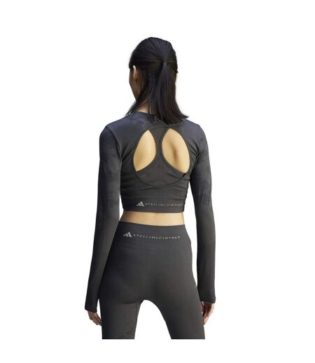 Womens/ladies Stella Mccartney Long-sleeved Yoga Crop Top Carbon Adidas