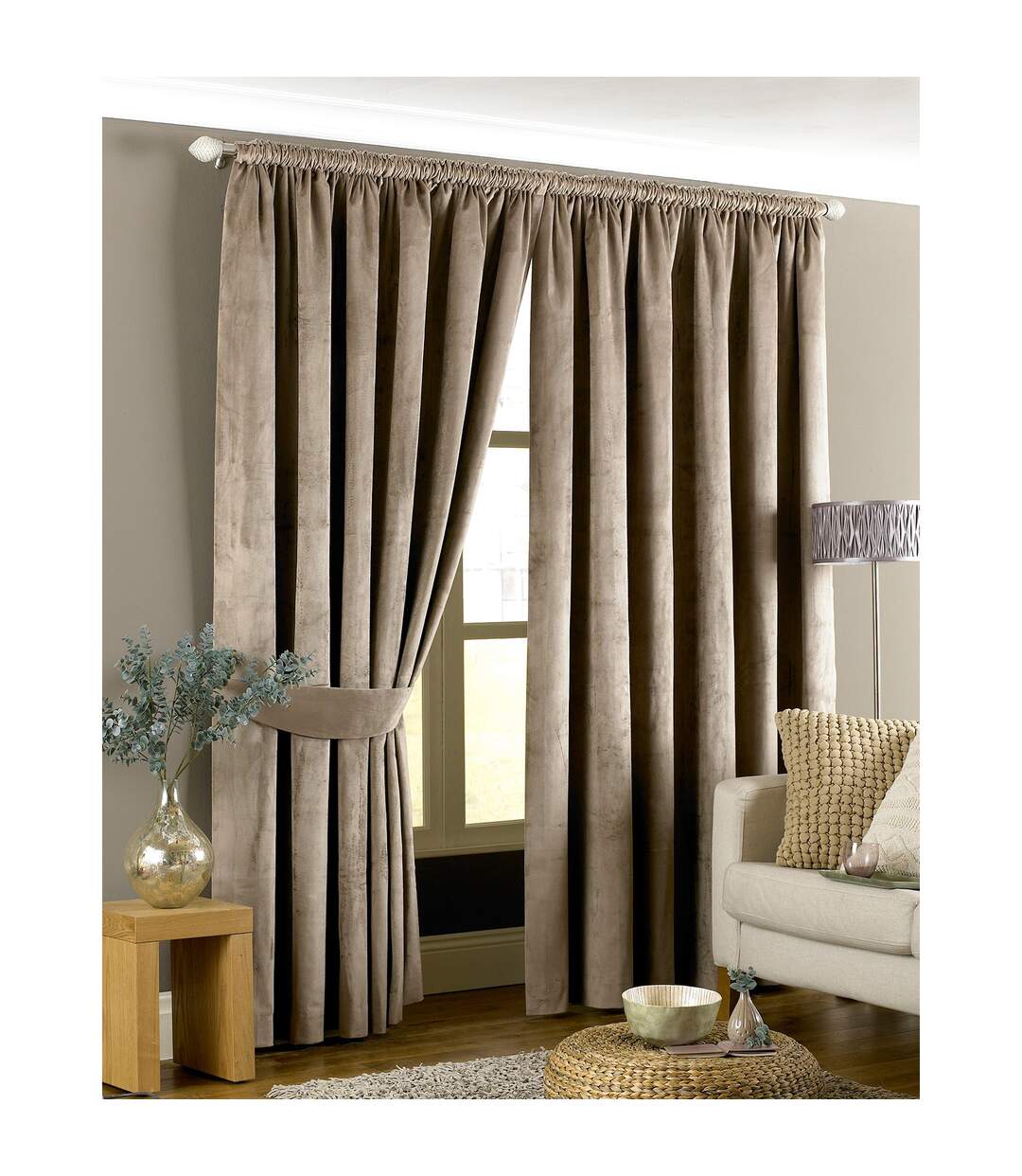 Imperial pencil pleat curtains 46x54 117x137cm taupe Riva Home-2