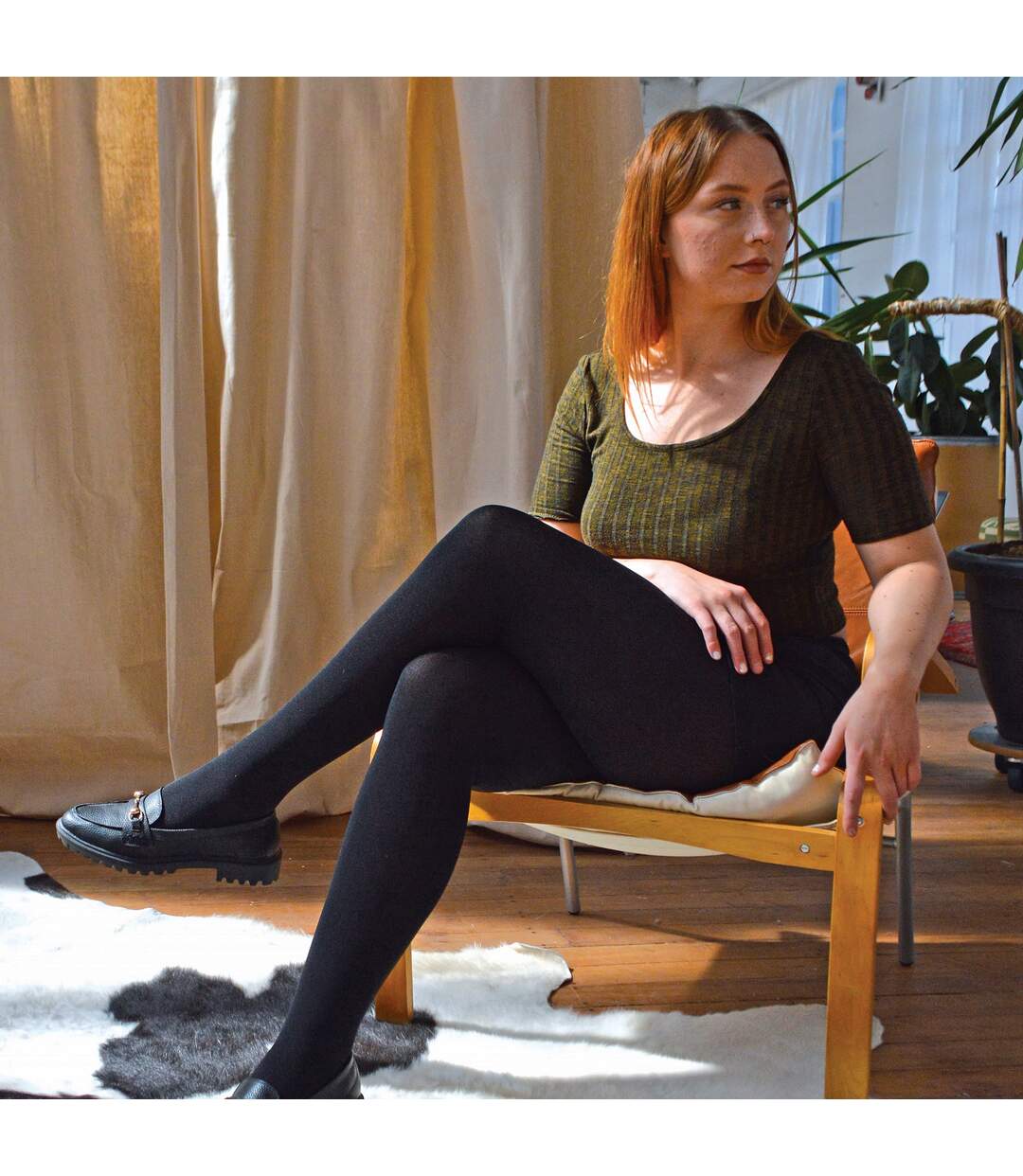 3 Pack Ladies Black Fleece Lined Thermal Tights-4