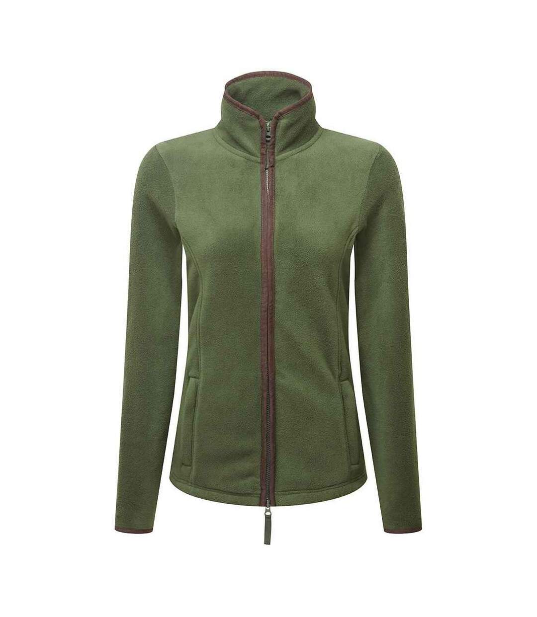 Veste polaire artisan femme vert kaki foncé / marron Premier-1