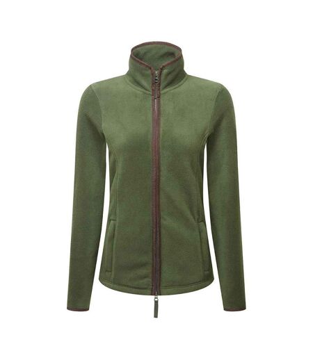Premier Womens/Ladies Artisan Contrast Trim Fleece Jacket (Moss Green/Brown)