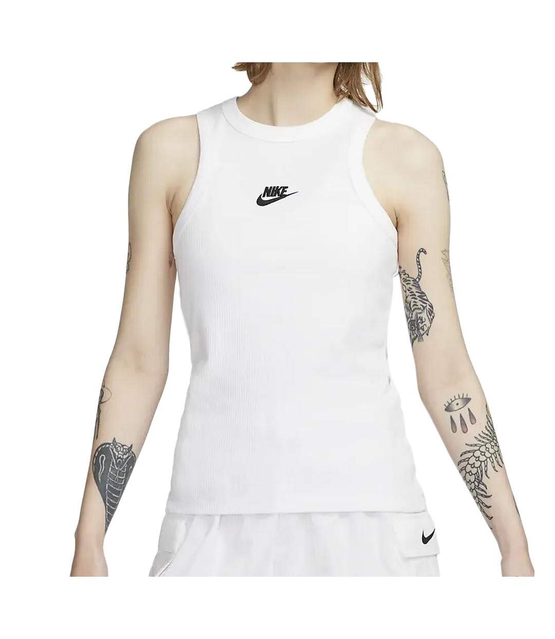 Débardeur Blanc Femme Nike Nsw Rib - L