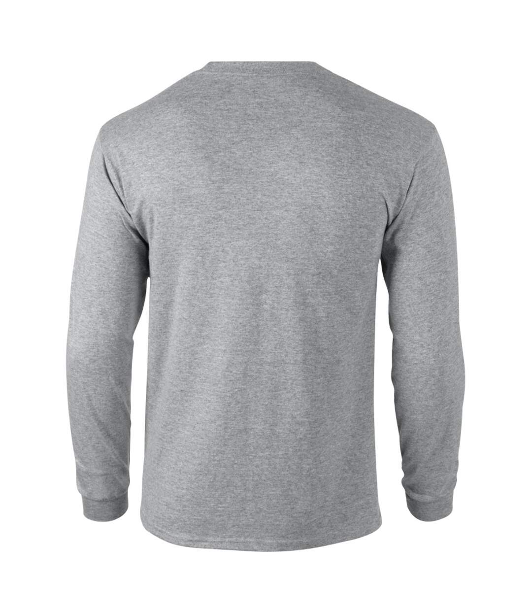 Gildan Mens Plain Crew Neck Ultra Cotton Long Sleeve T-Shirt (Sport Grey)