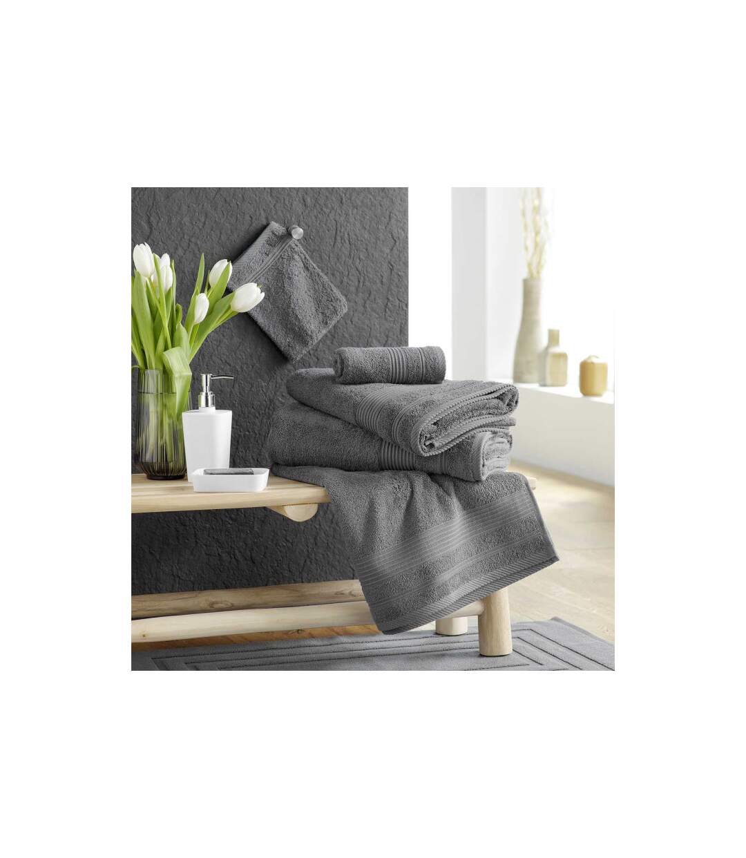 Lot de 2 Gants de Toilette Tendresse 15x21cm Anthracite-4