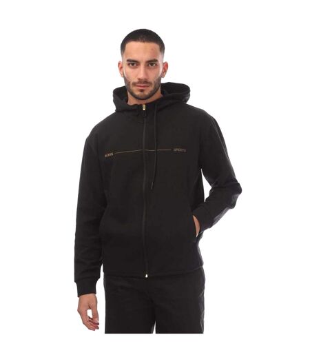 Mens Artwork Full Zip Hoodie Black Boss