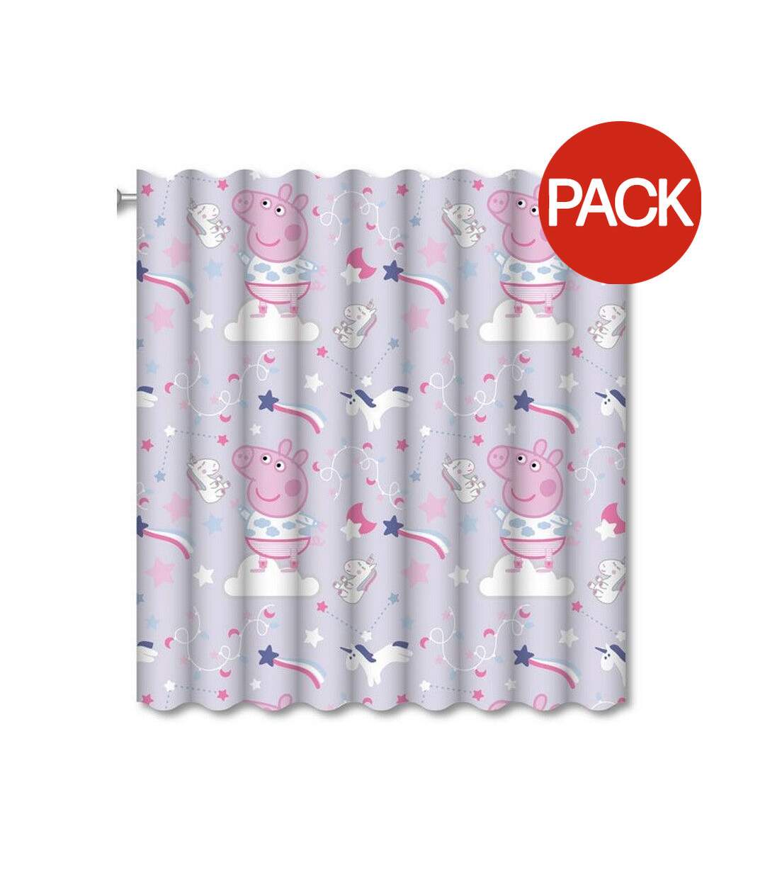 Pack of 2  Sleepy curtains  72in x 66in lilac Peppa Pig-1