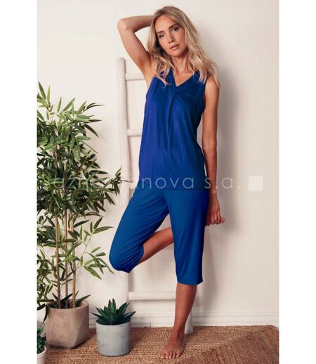 Pyjama pantacourt débardeur tenue d'intérieur Solid Colours bleu Admas