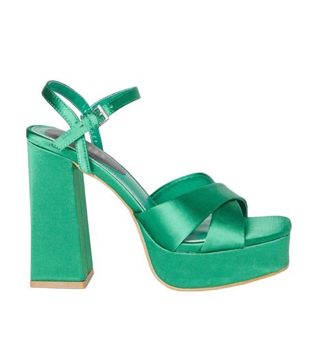 Womens/ladies olivia high block heel sandals green Faith