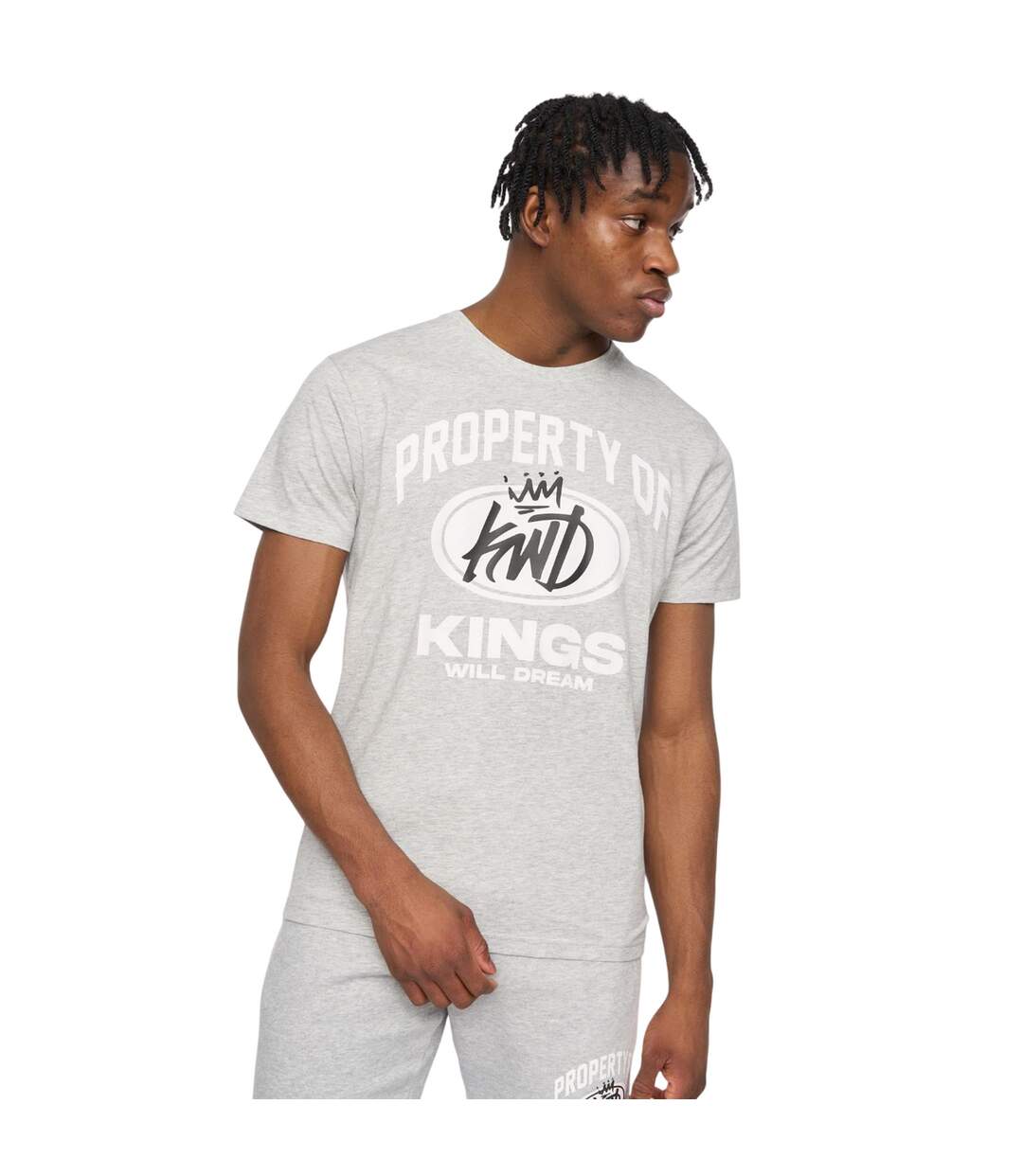Mens prop t-shirt grey marl Kings Will Dream-4