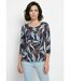 T-shirt droit manches 3/4 imprimé feuillage-1