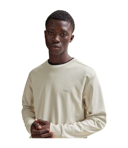 Sweat Manches Raglan Motif/style Logo Tonal Homme Beige Clair Boss