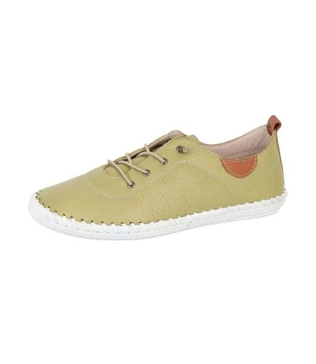 Womens/ladies Leather Trainers Pistachio Green Mod Comfys