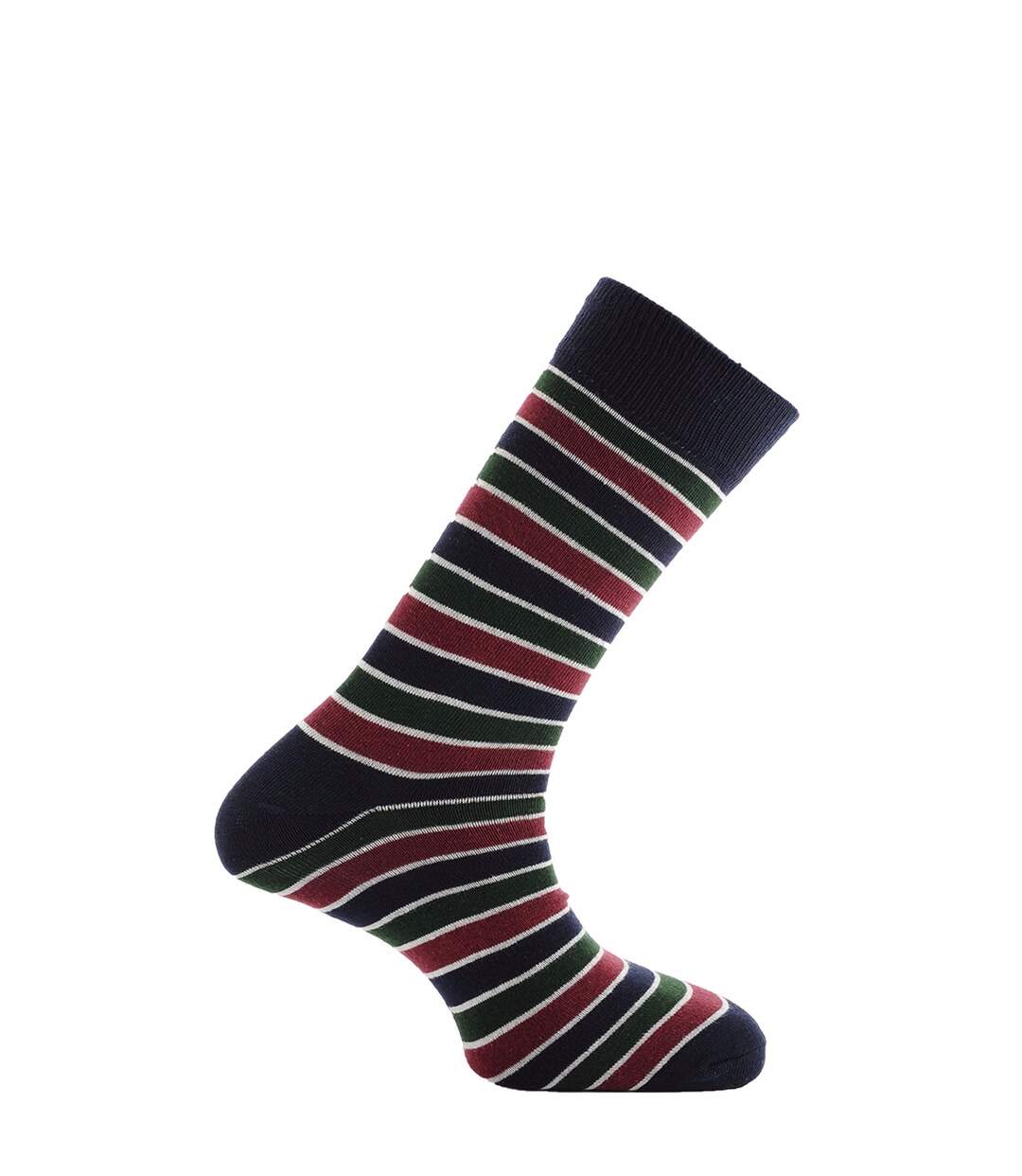 Chaussettes rayées homme marine/blanc/vert/bordeaux Horizon-1