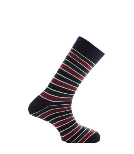 Chaussettes rayées homme marine/blanc/vert/bordeaux Horizon