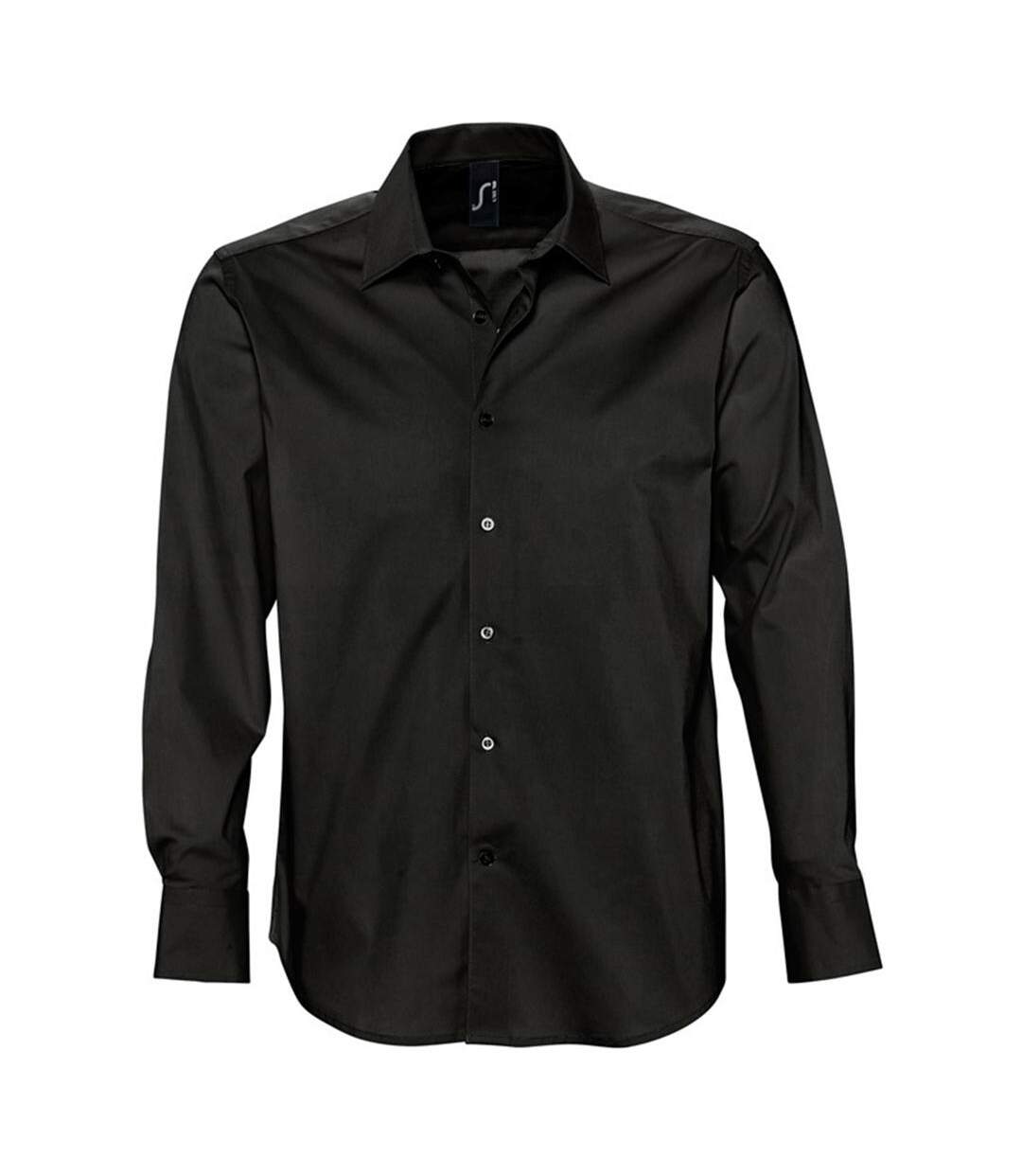 Chemise Manches Longues Brighton Homme Noir SOLS-4