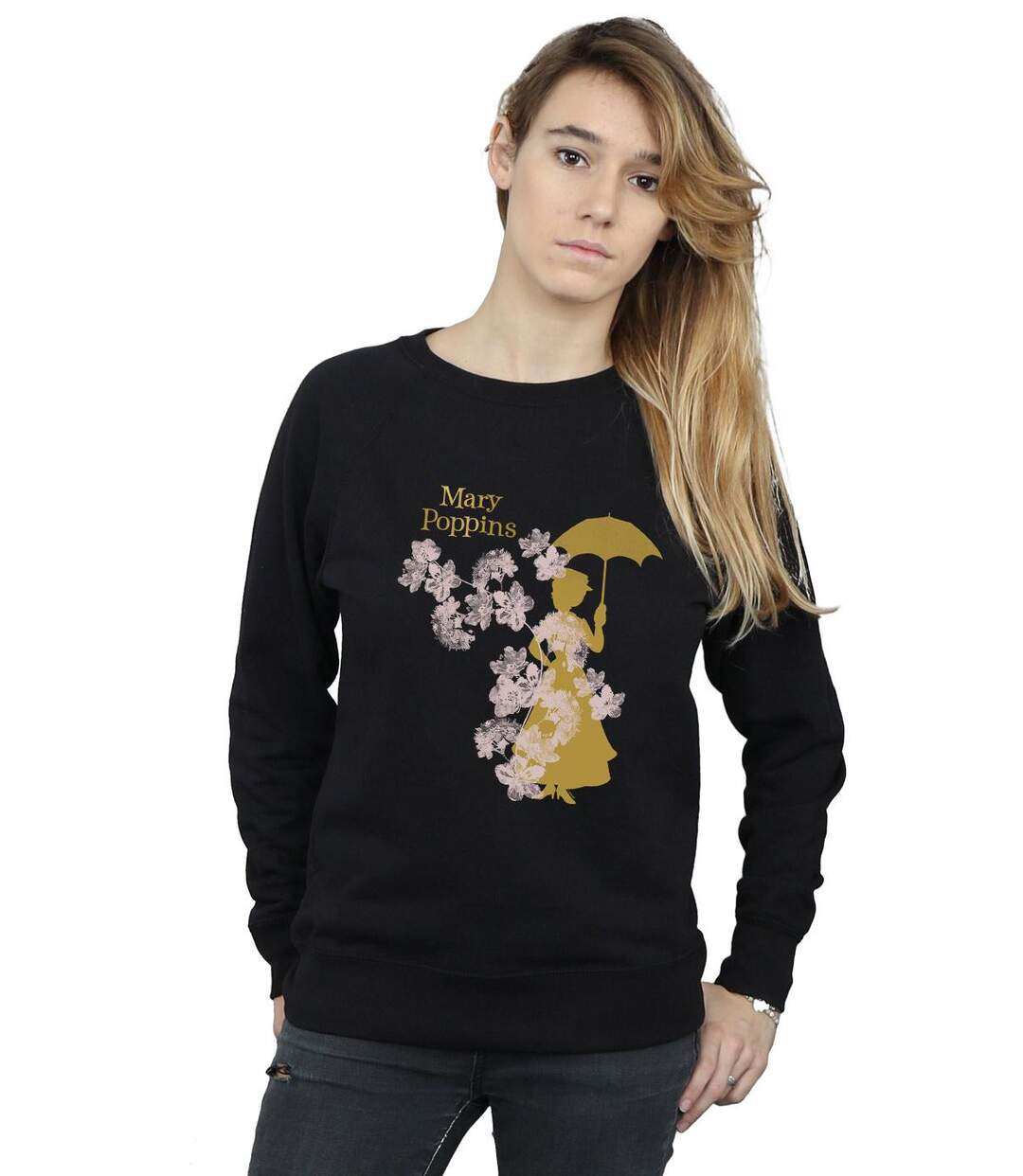 Disney - Sweat MARY POPPINS FLORAL SILHOUETTE - Femme (Noir) - UTBI12607-2