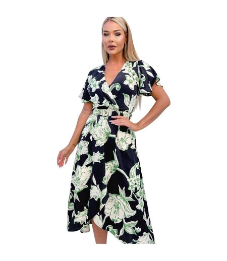 Womens/ladies Floral Wrap Dress Floral Multicoloured Print Ax