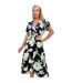 Womens/ladies Floral Wrap Dress Floral Multicoloured Print Ax-2