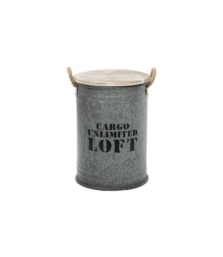Lot de 3 Coffres Bidon Design Loft 51cm Gris