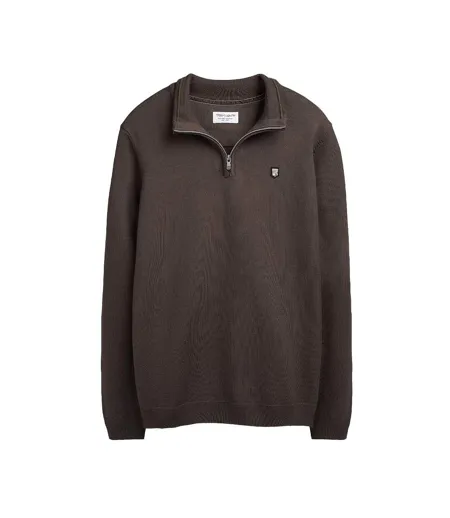 Pull 1/4 zip marron foncé homme teddy smith marty 2