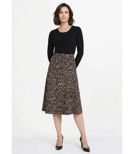 Jupe longue évasée maille jacquard