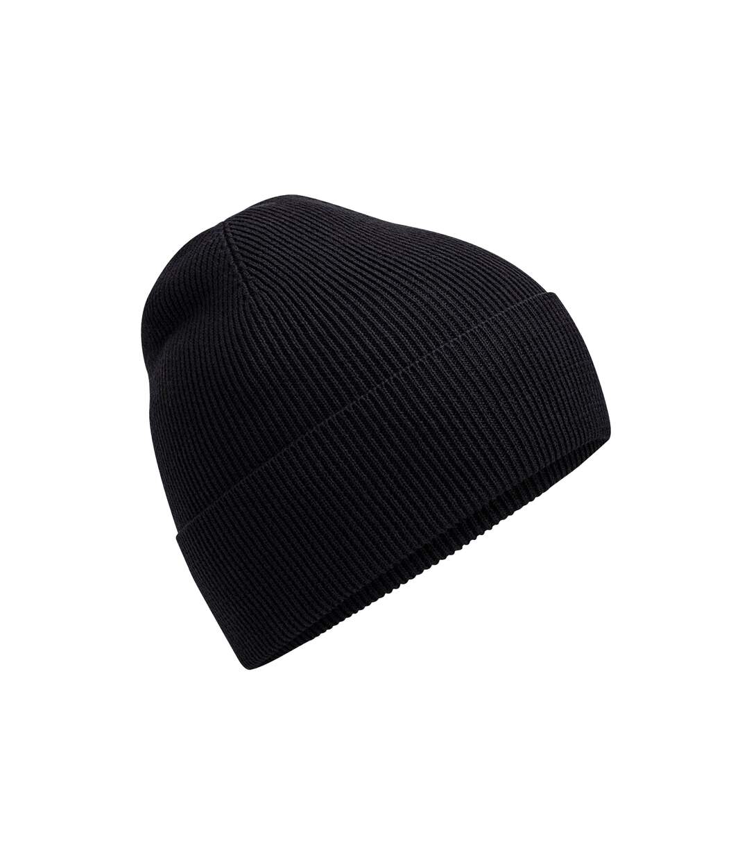Unisex adult organic cotton fine knit beanie black Beechfield-1