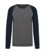 Sweat shirt coton bio - Homme - K491 - gris chiné et marine