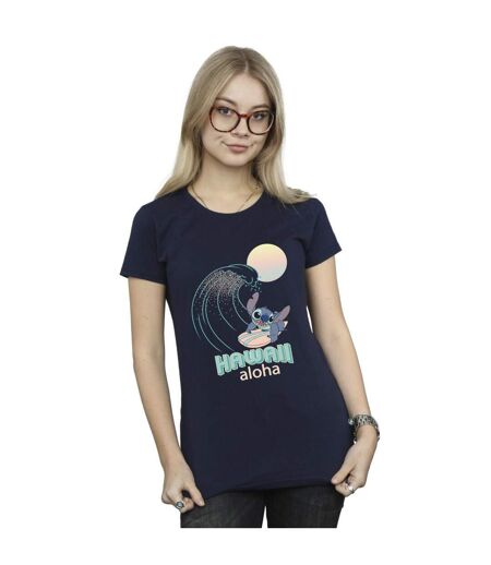 Disney T-shirt en coton Lilo And Stitch Hawaii Femme/Femme (Bleu marine) - UTBI25506