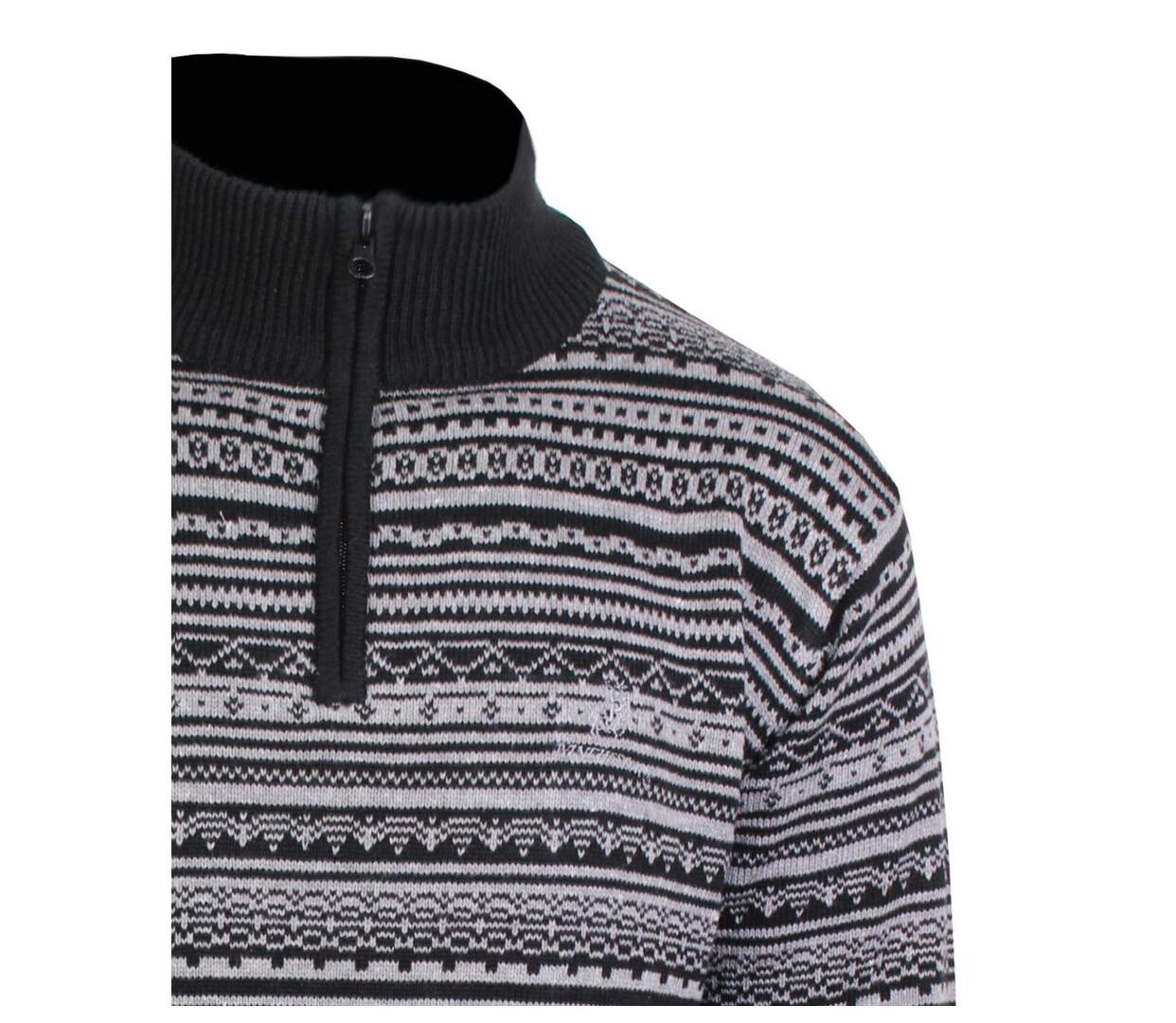 Pull camionneur col montant zippé jacquard PAST1N-3