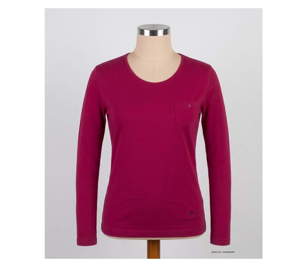 MAYFLOWER NIKITA1 : Tee-shirt manches longues violet Purple en coton avec poche poitrine-3