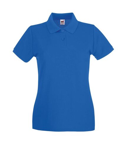 Womens/ladies premium polo shirt royal blue Fruit of the Loom