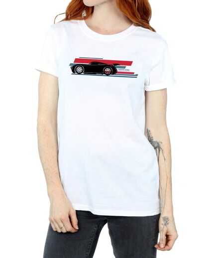 Disney T-shirt boyfriend en coton à rayures tempête Cars Jackson Femme/Ladies (Blanc) - UTBI16011